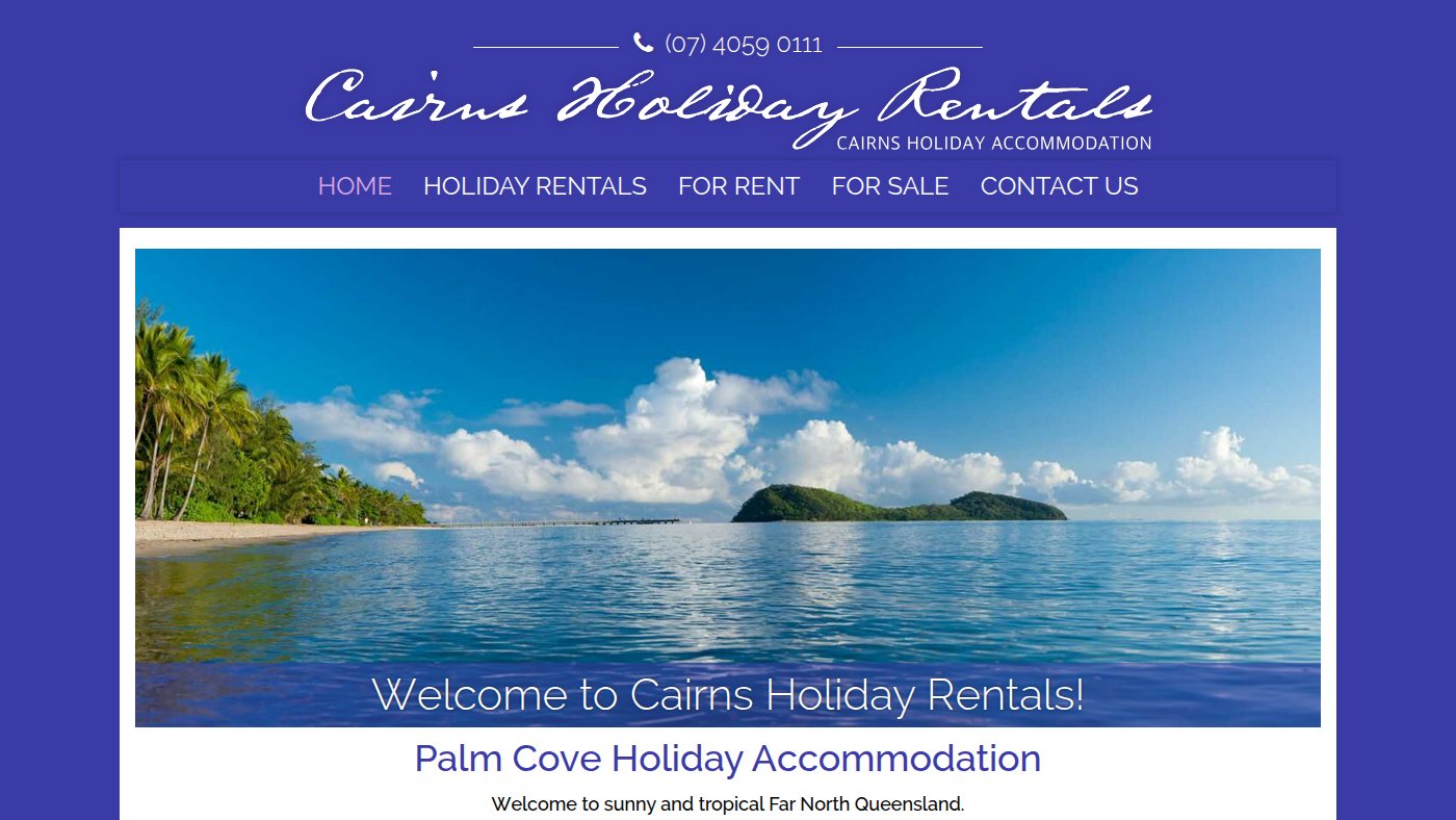 The home page of cairnsholidayrentals.com