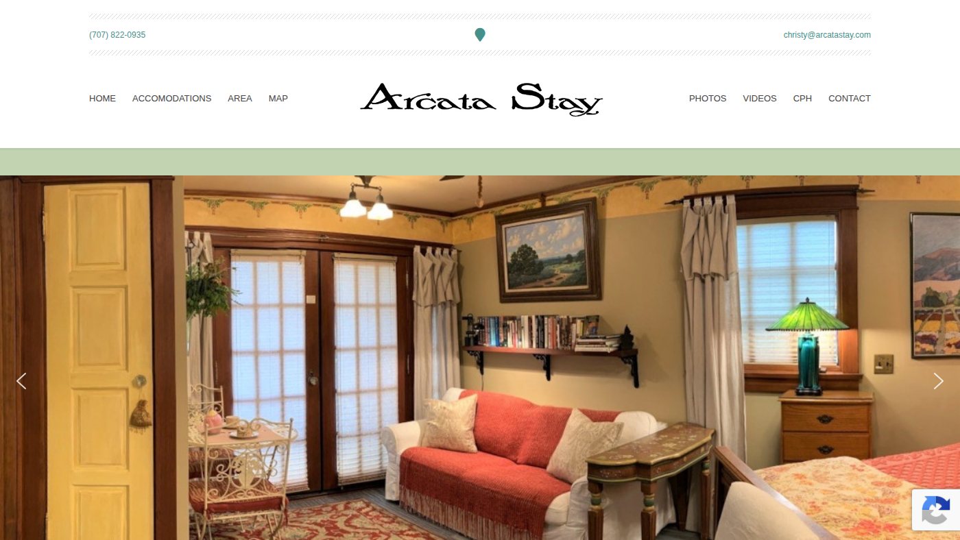 The home page of arcatastay.com