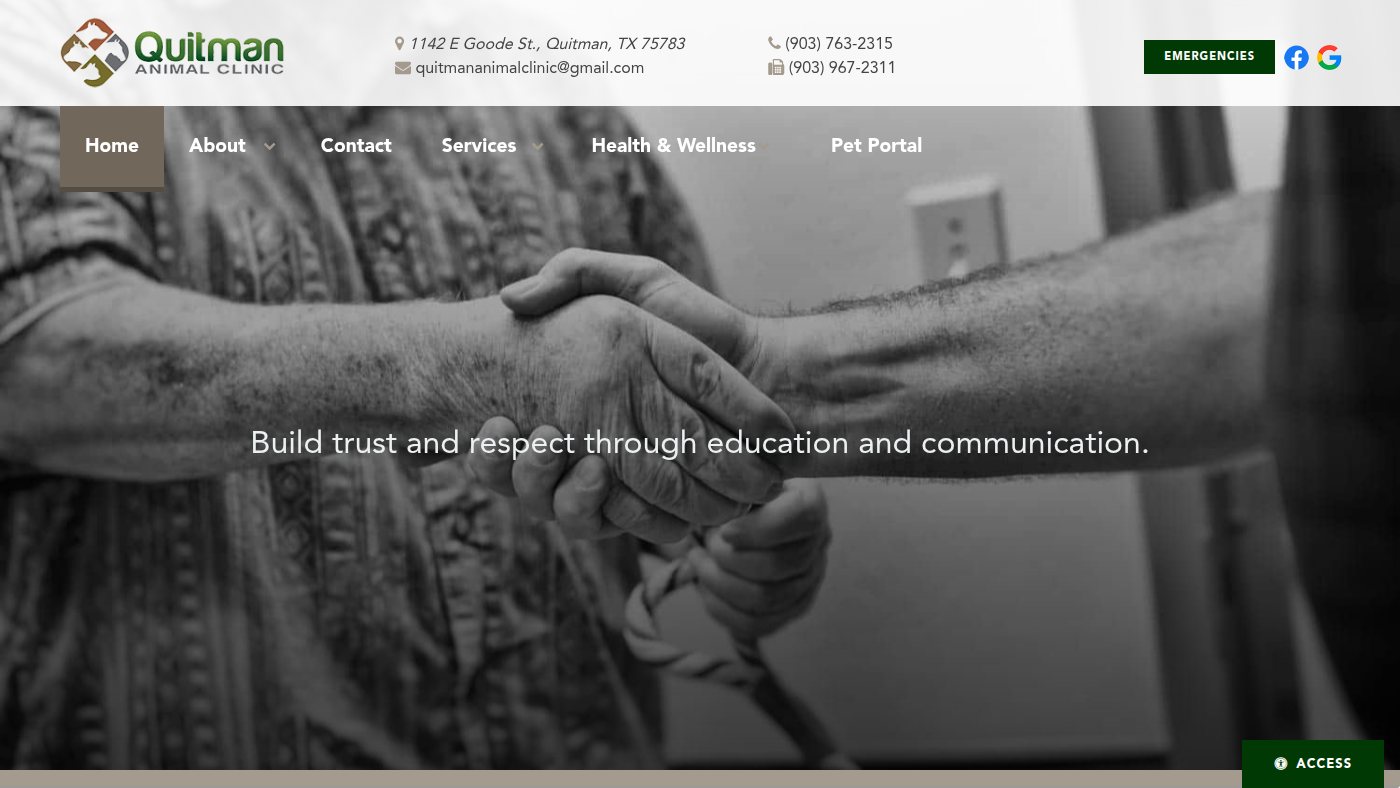 The home page of quitmananimalclinic.net