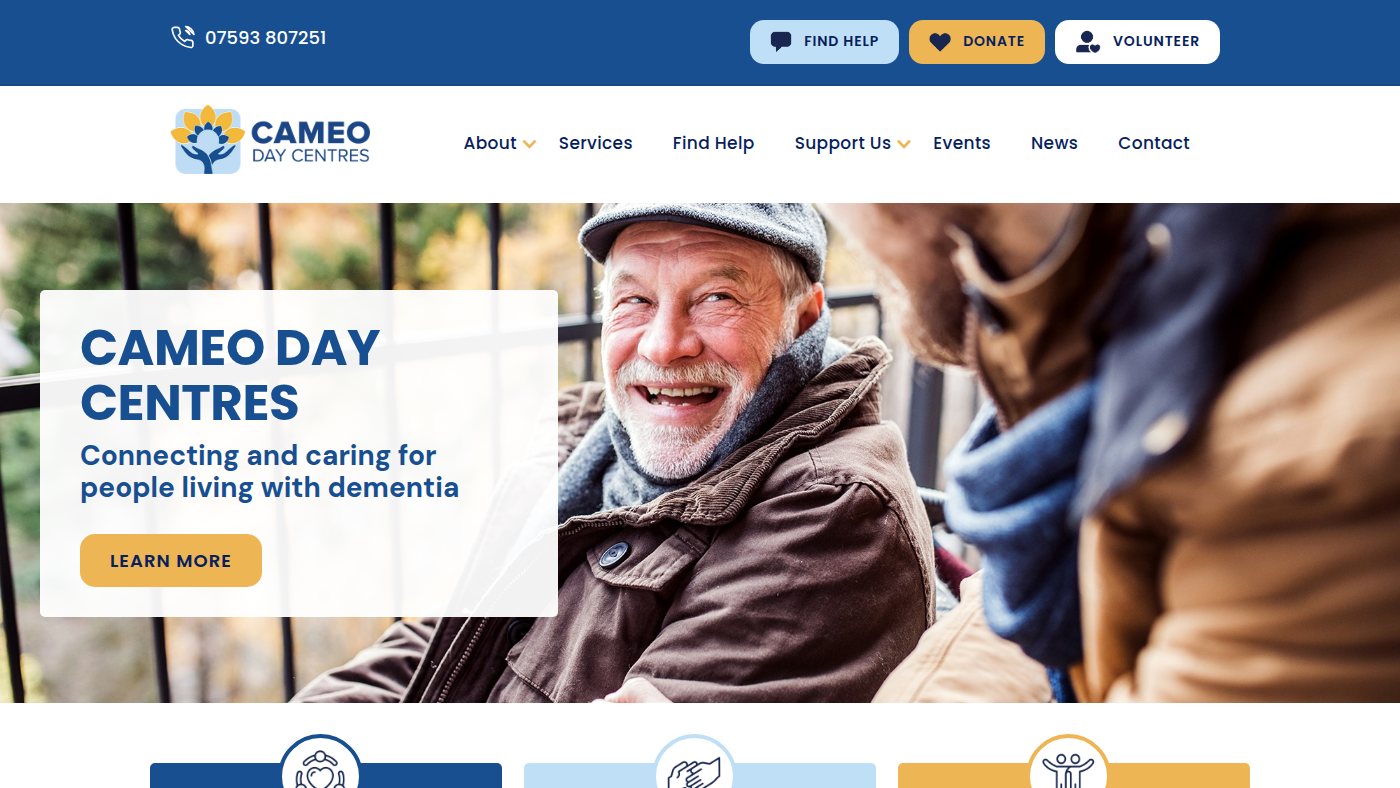 The home page of cameodaycentres.org.uk