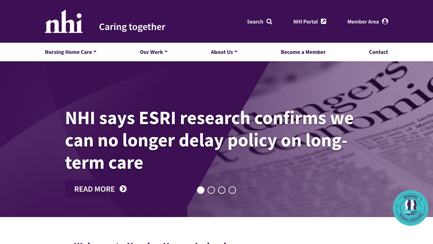 The home page of nhi.ie