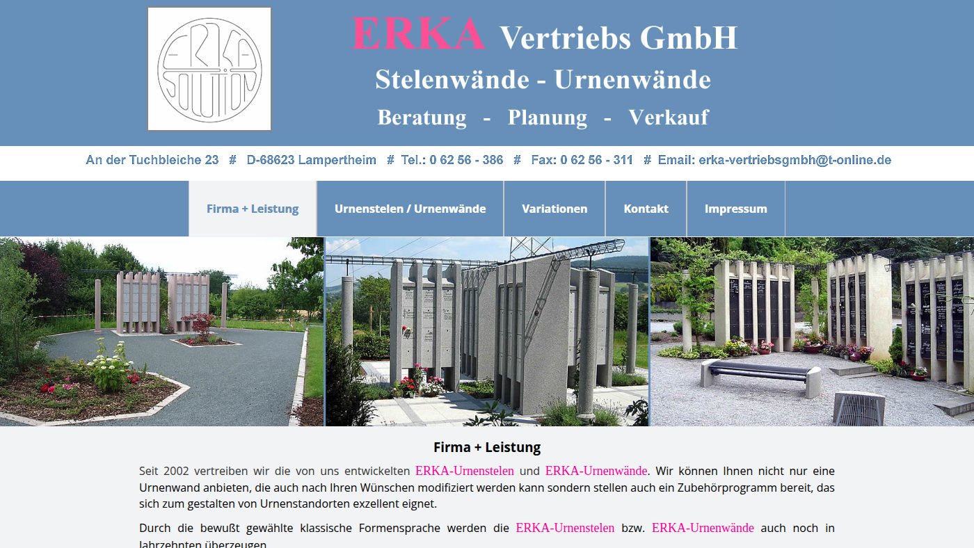 The home page of erka-solution.de