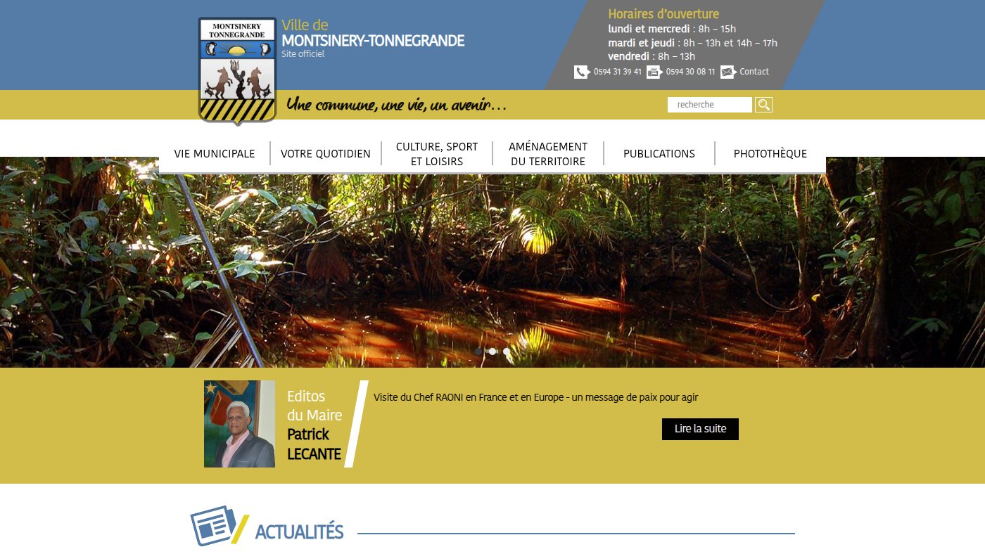 The home page of montsinery-tonnegrande.fr