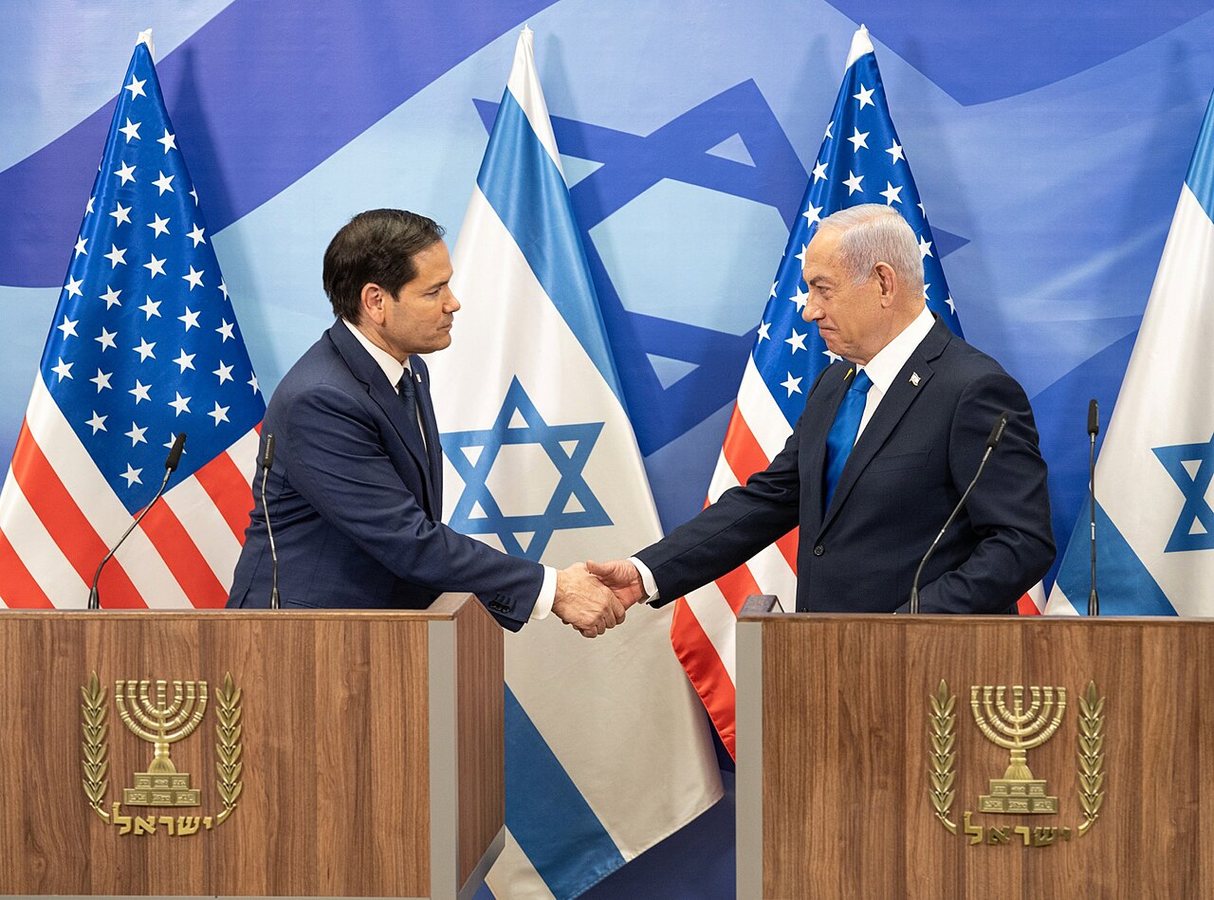 Rubio con el primer ministro israelí Benjamin Netanyahu en Jerusalén, el 16 de febrero de 2025