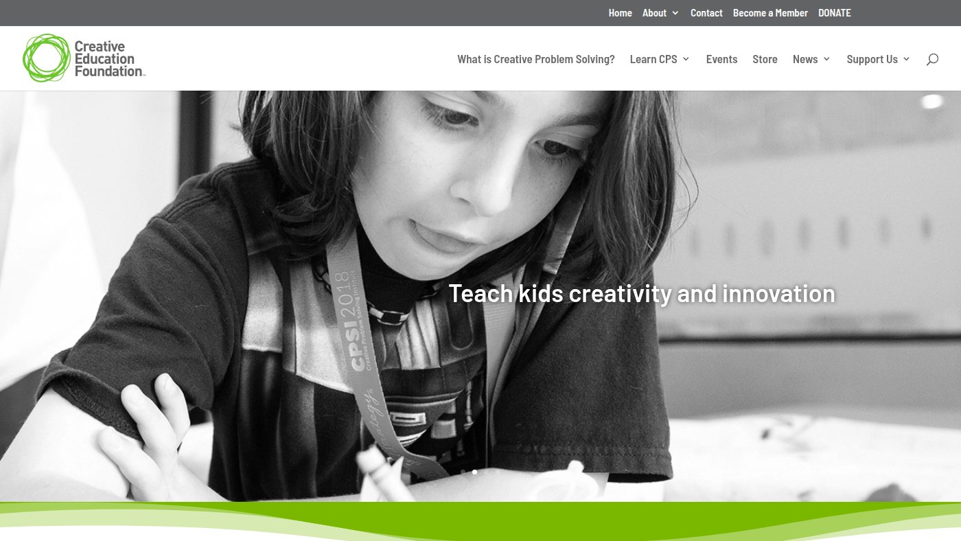 The home page of creativeeducationfoundation.org