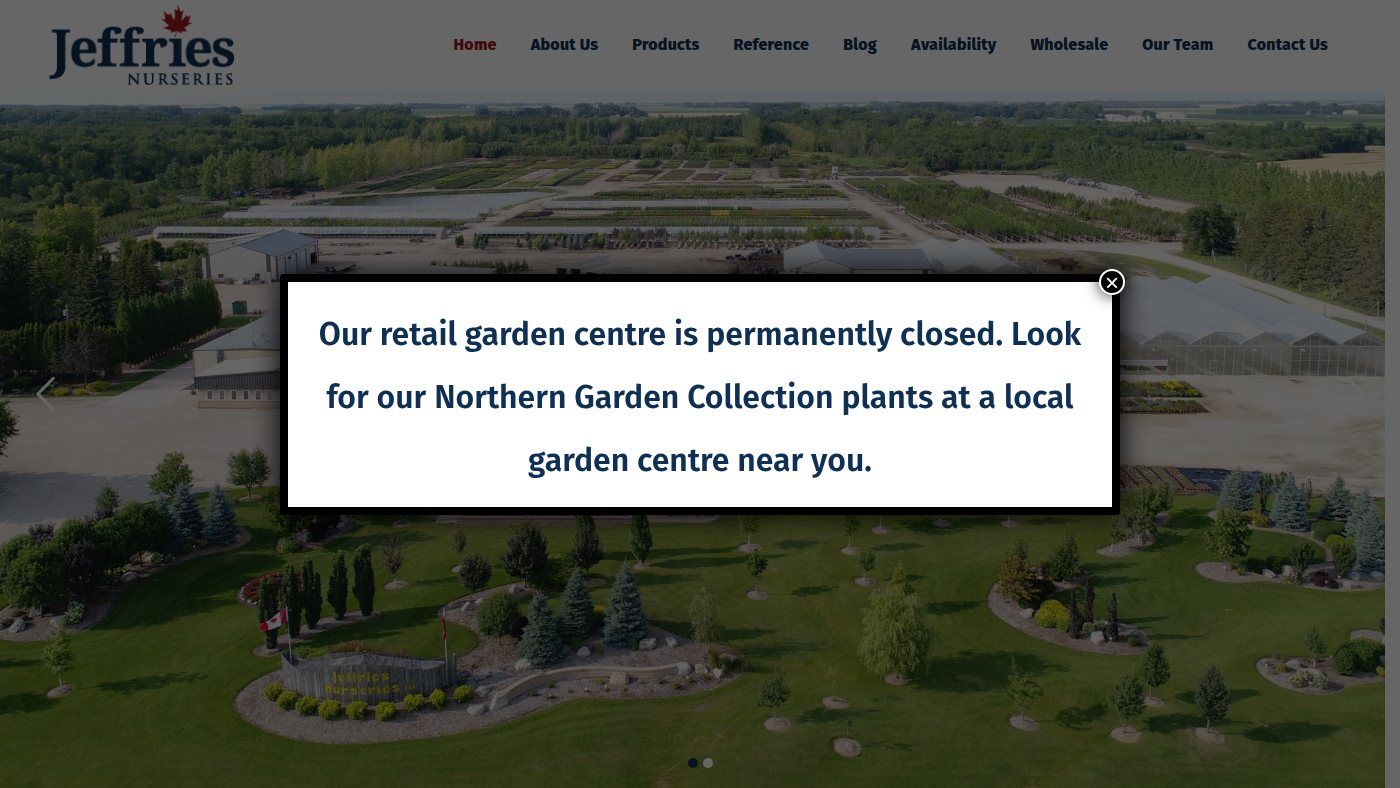 The home page of jeffriesnurseries.com