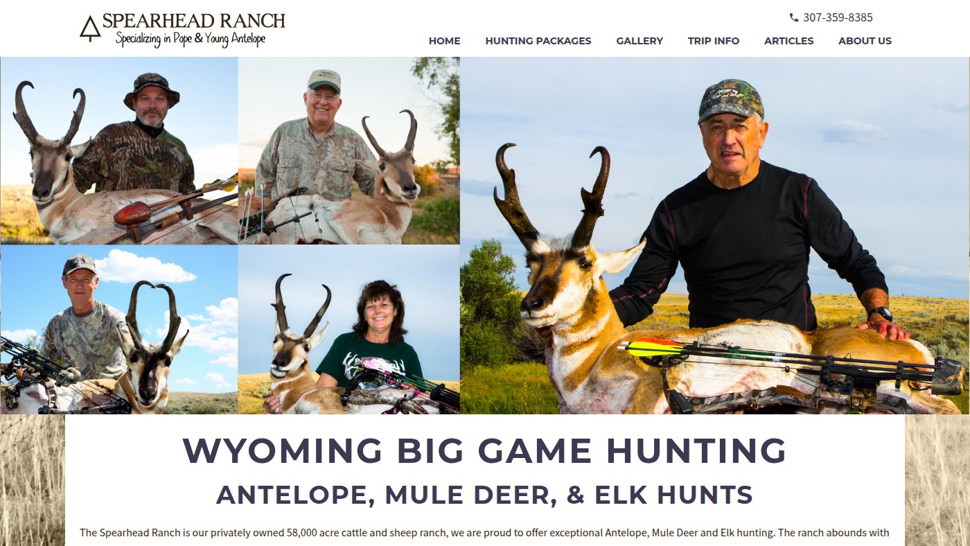 The home page of spearheadranch.com
