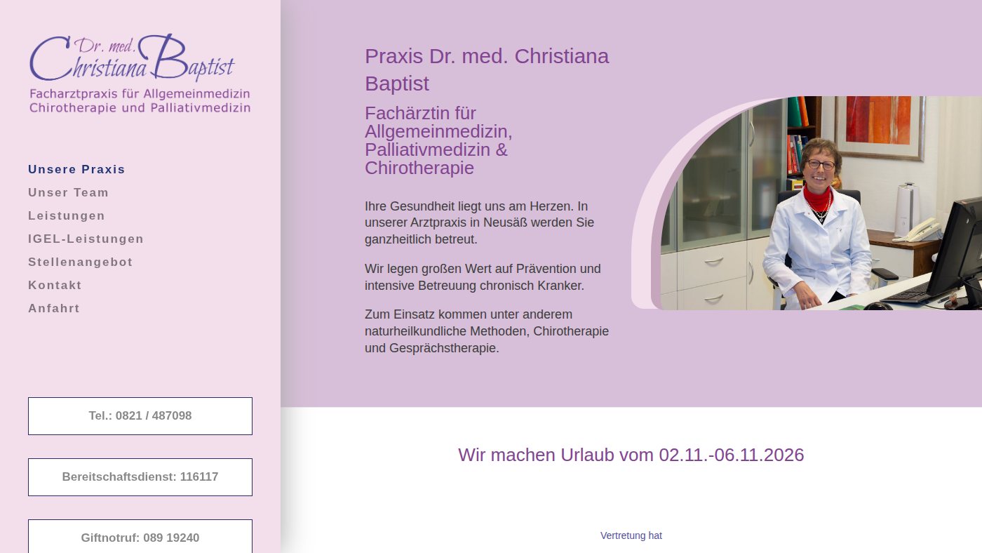 The home page of arztpraxis-baptist.de