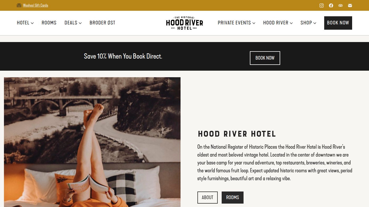 The home page of hoodriverhotel.com