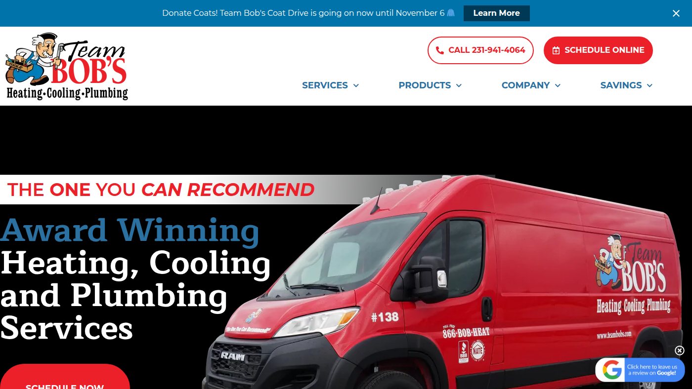 The home page of teambobs.com