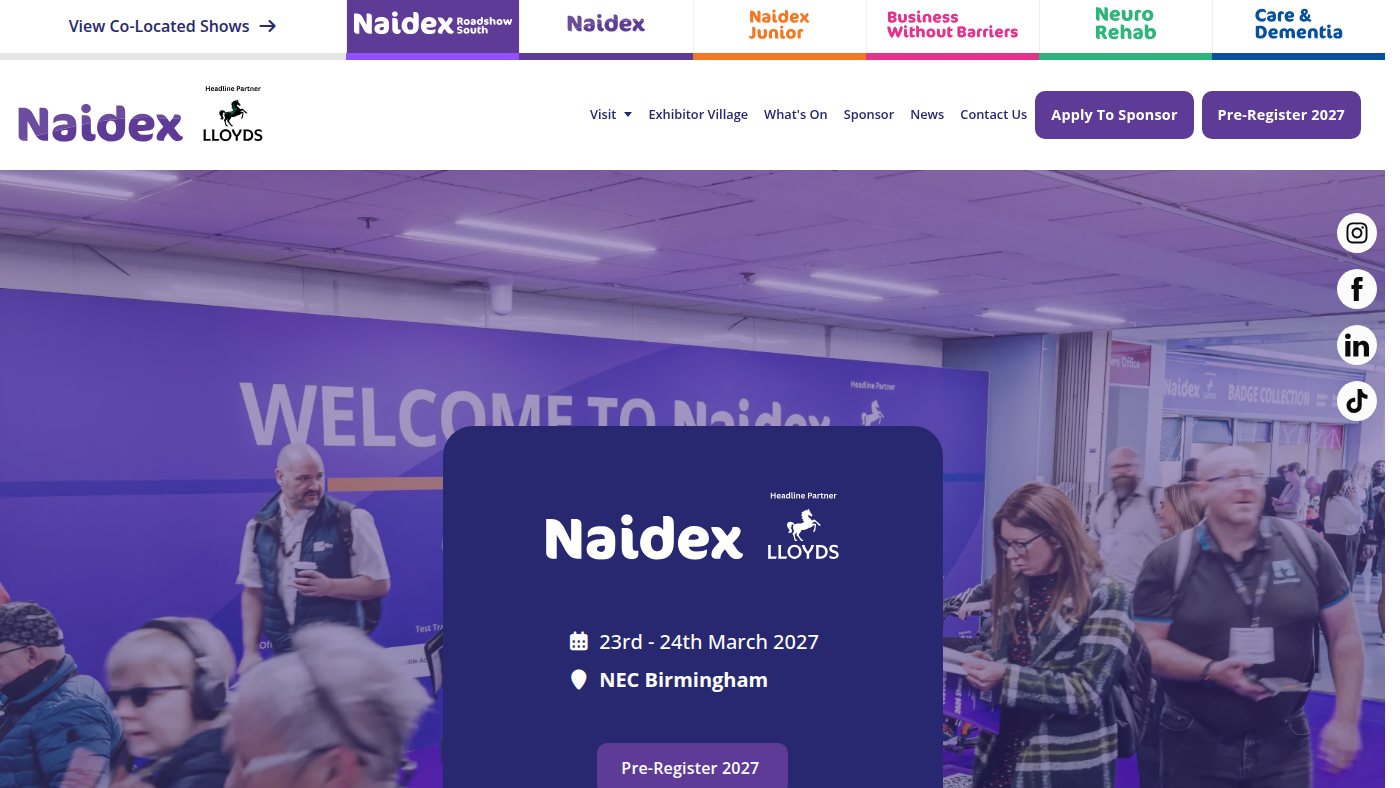 The home page of naidex.co.uk