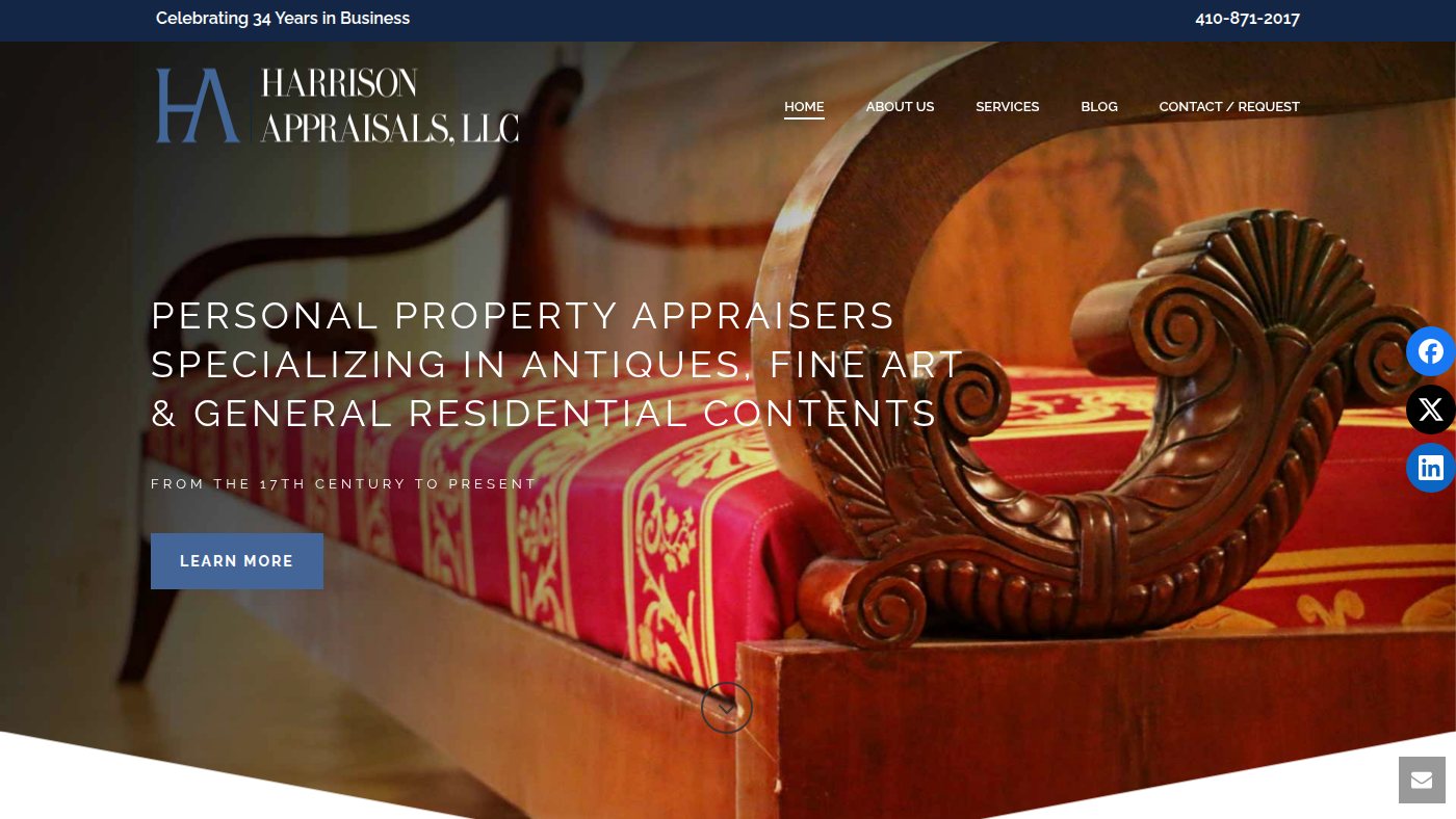 The home page of harrisonappraisals.com