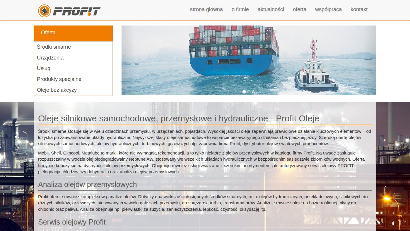 The home page of profitoleje.pl