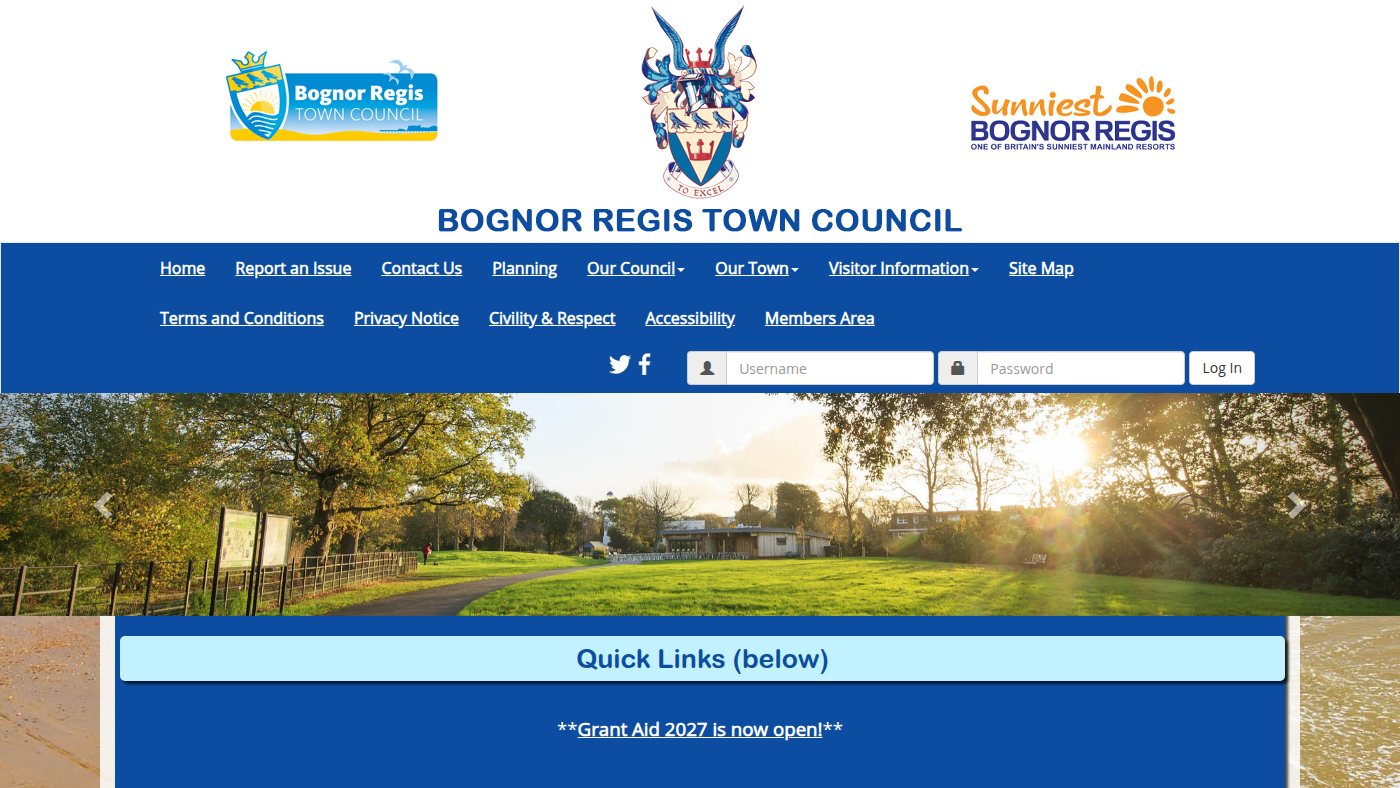 The home page of bognorregis.gov.uk