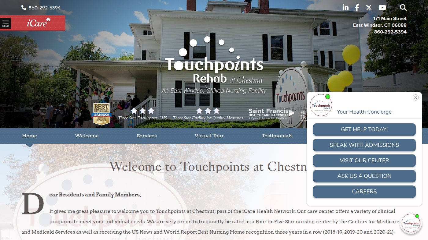 The home page of touchpointsatchestnut.com