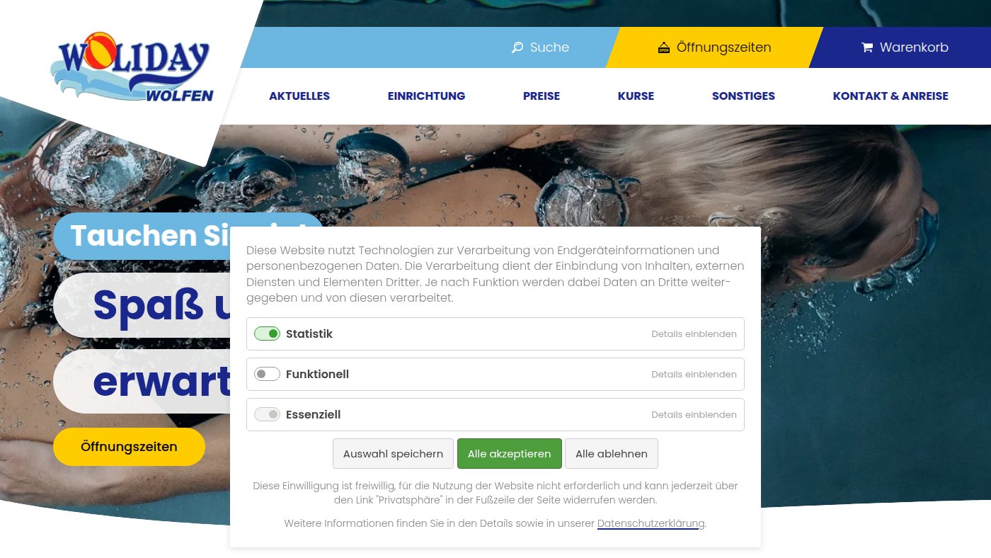 The home page of woliday.de