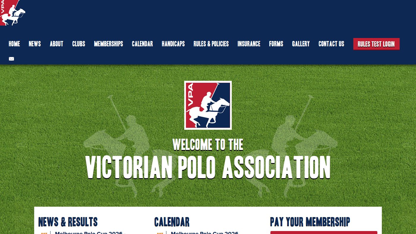 The home page of vicpolo.com.au