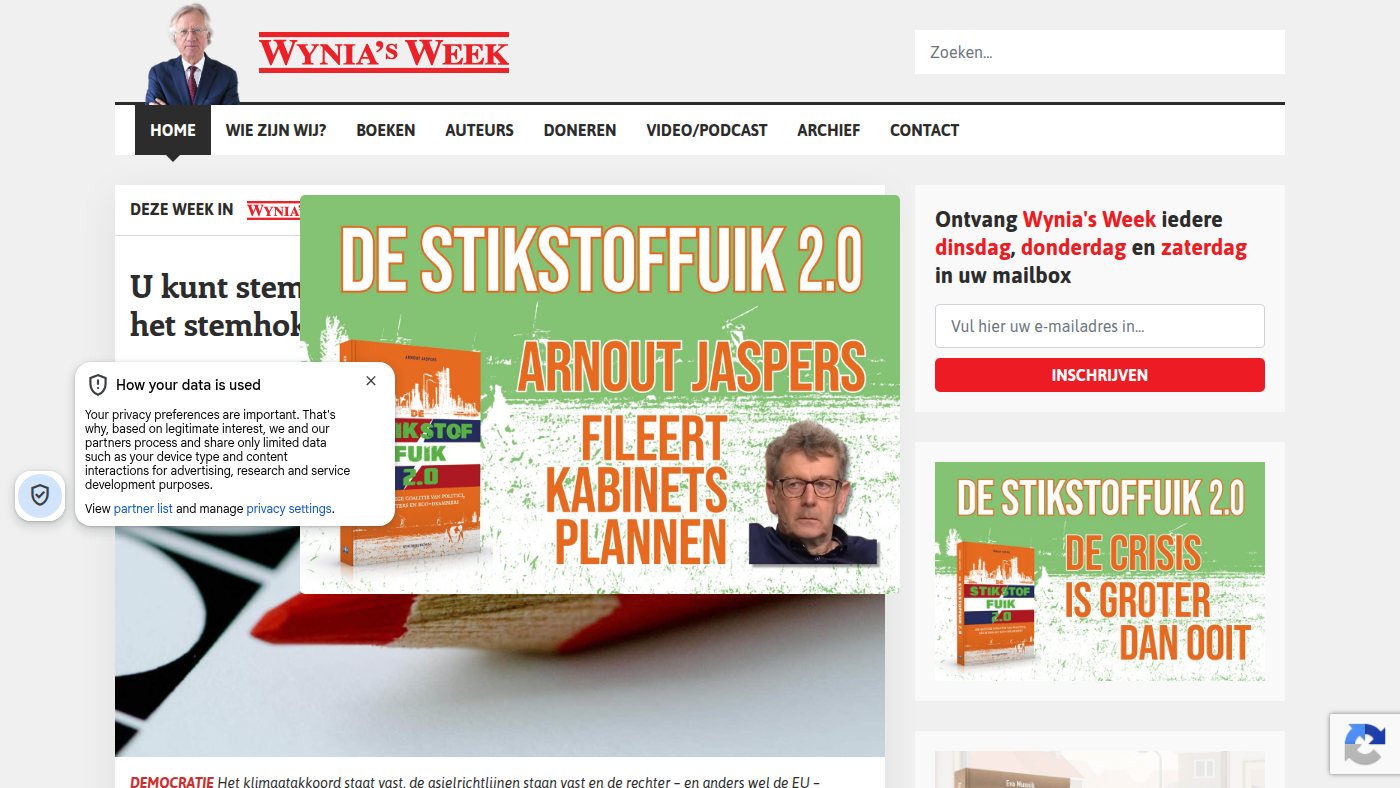 The home page of wyniasweek.nl