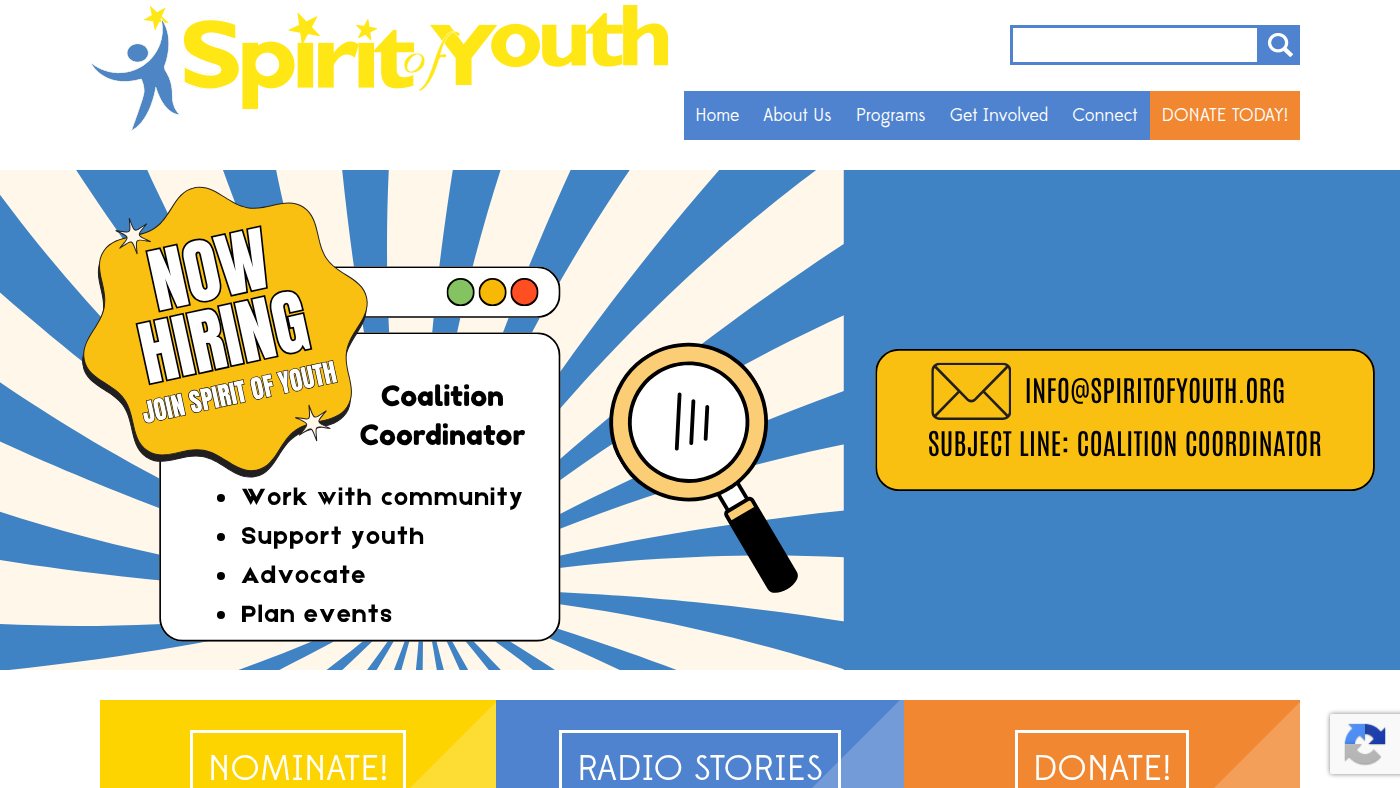 The home page of spiritofyouth.org