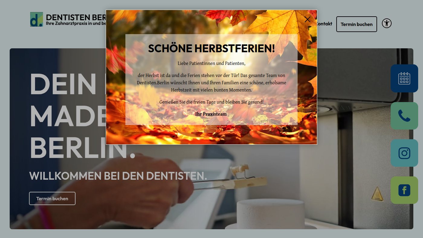 The home page of dentistenberlin.de