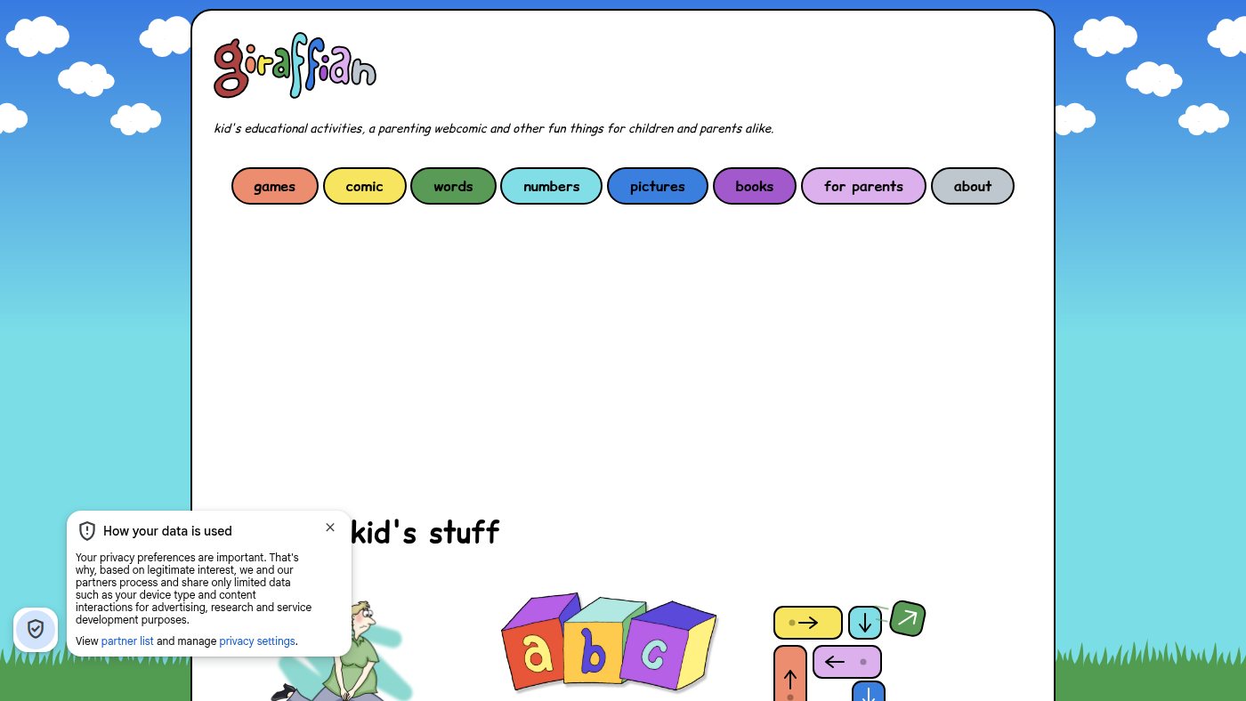 The home page of giraffian.com