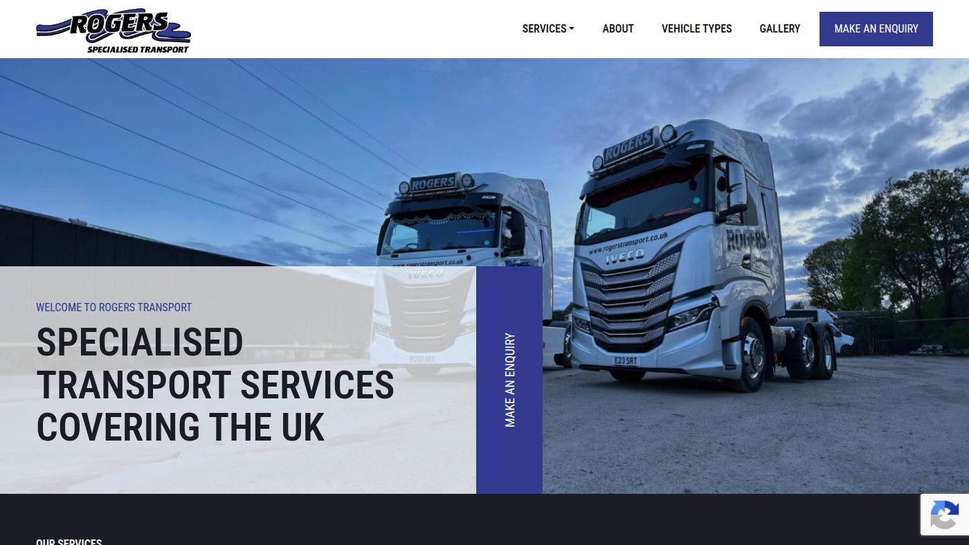 The home page of rogerstransport.co.uk