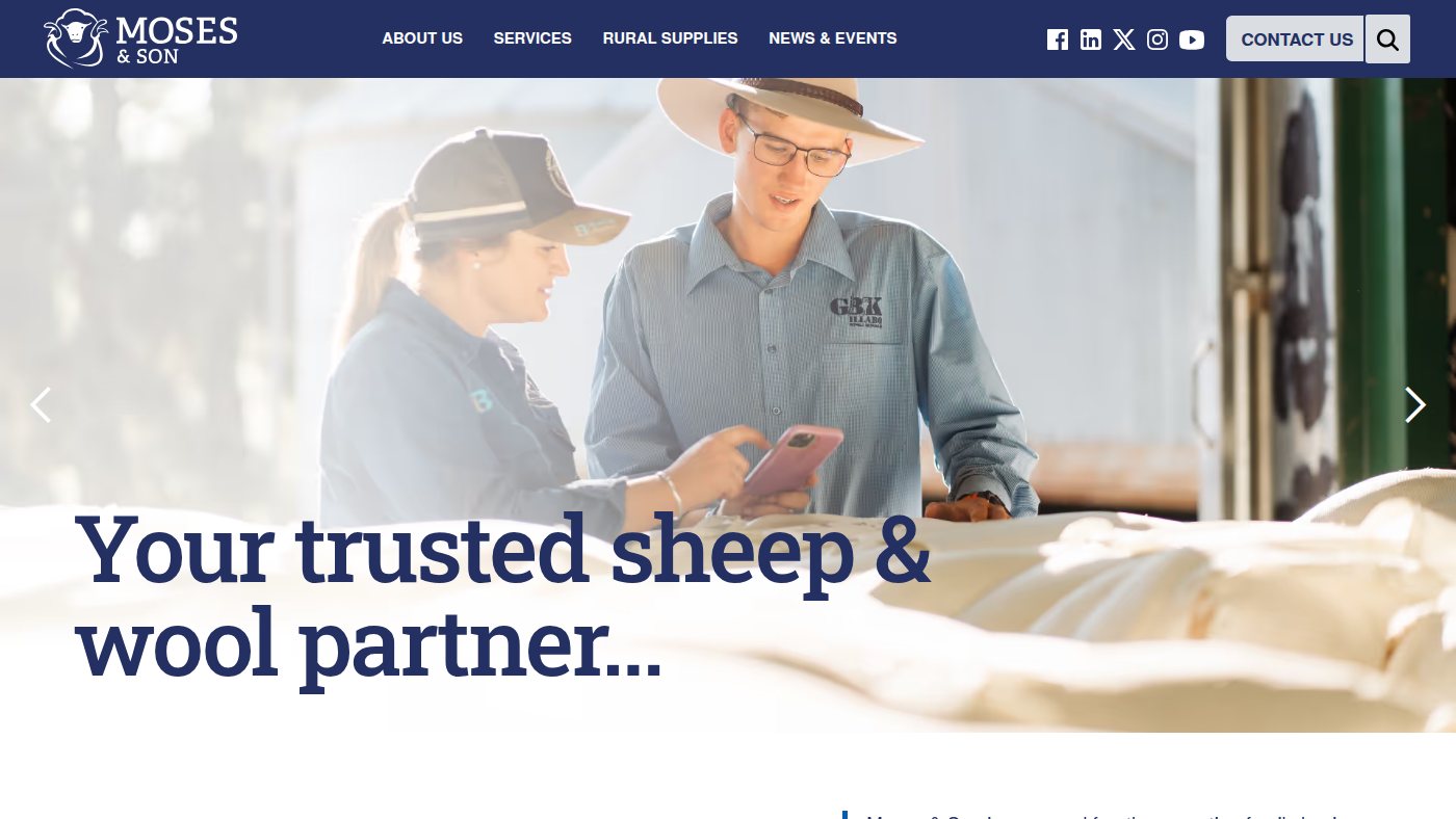 The home page of mosesandson.com.au