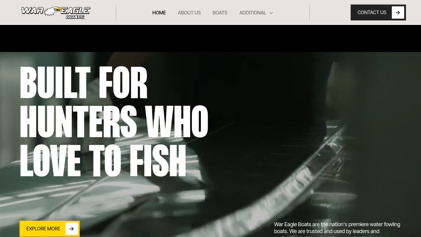 The home page of wareagleboats.com