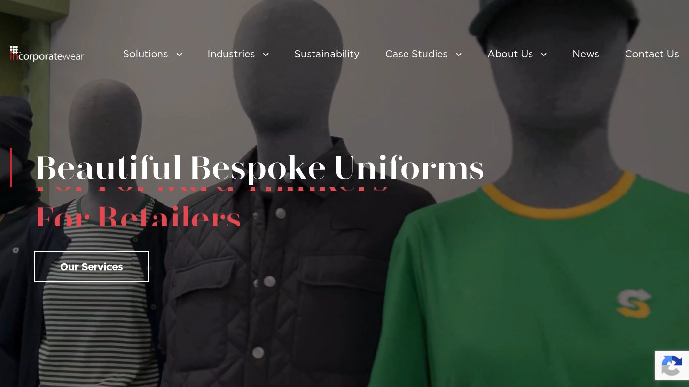 The home page of incorporatewear.co.uk