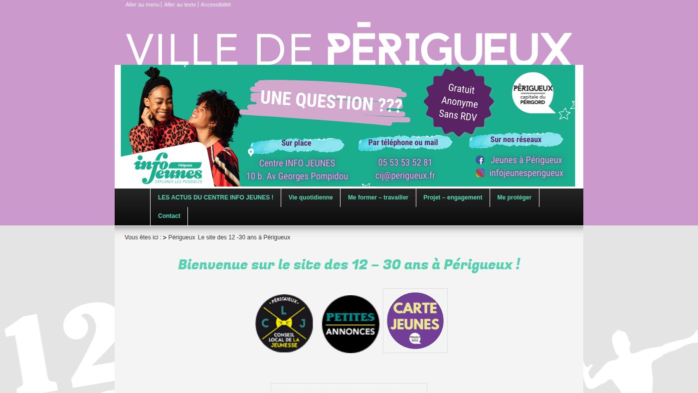 The home page of perigueux-jeunesse.fr