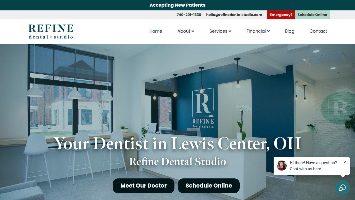 The home page of refinedentalstudio.com