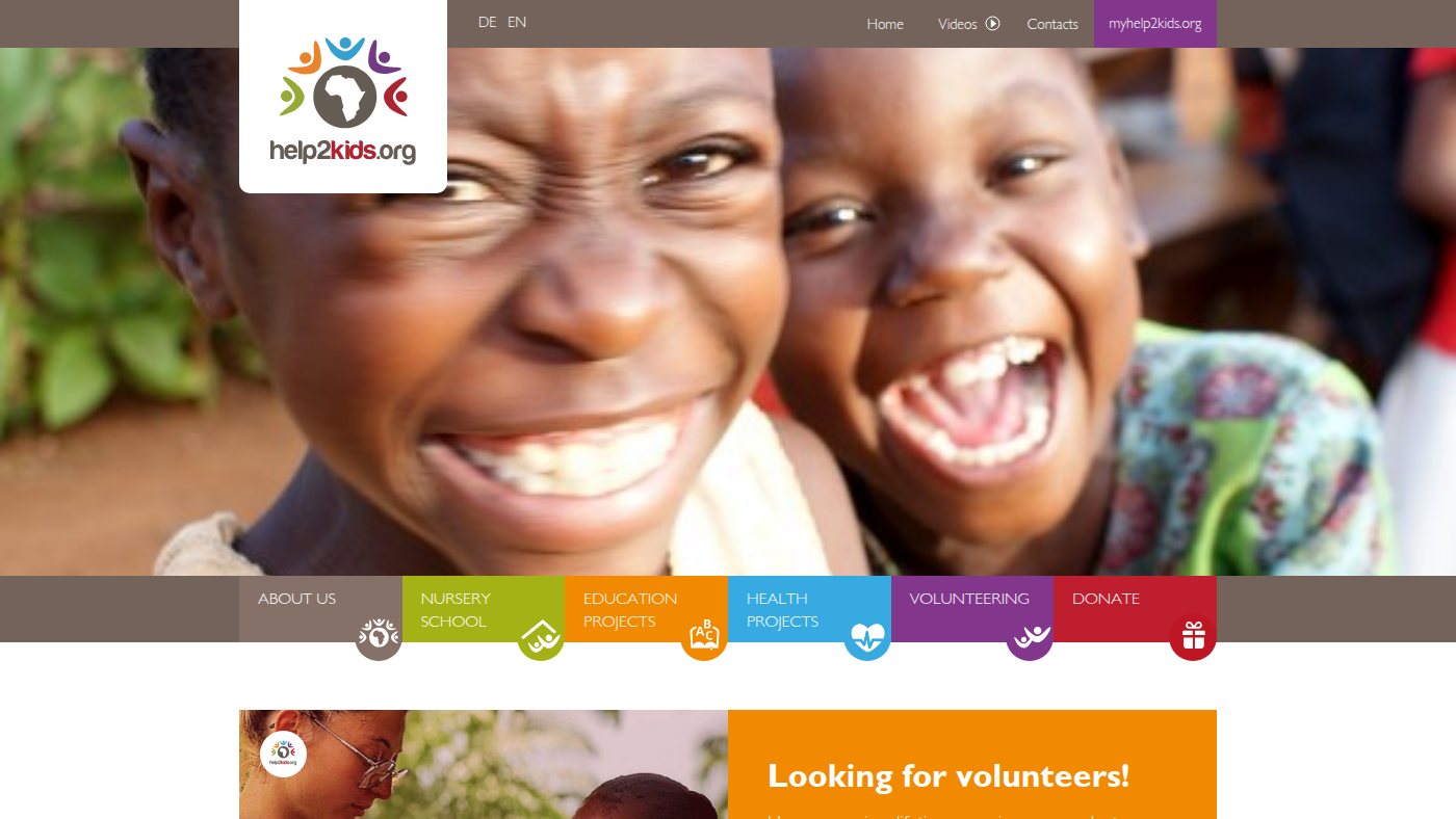 The home page of help2kids.org