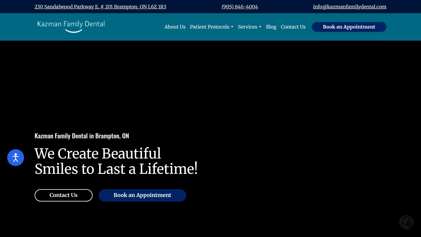 The home page of kazmanfamilydental.com