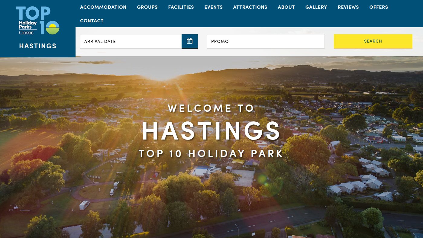 The home page of hastingstop10.co.nz