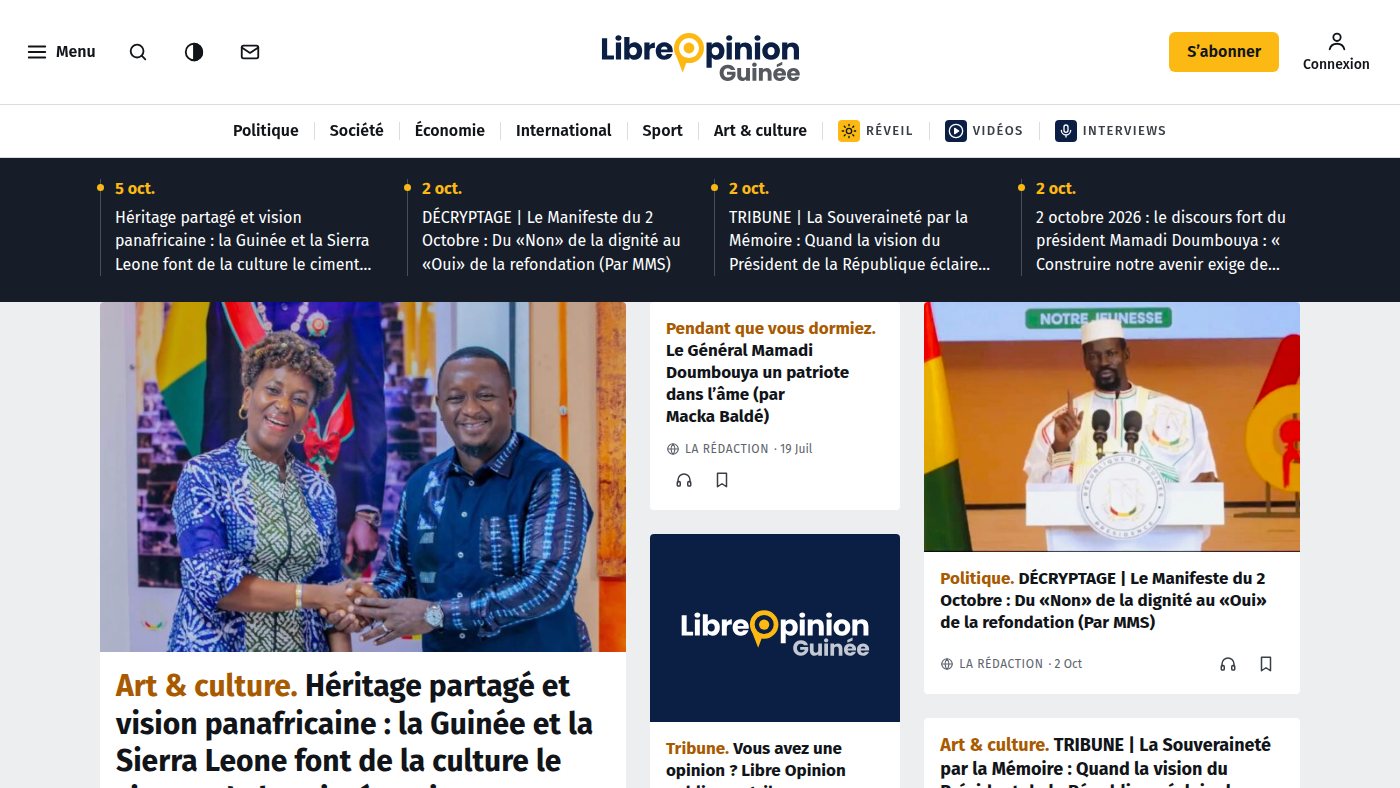 The home page of libreopinionguinee.com