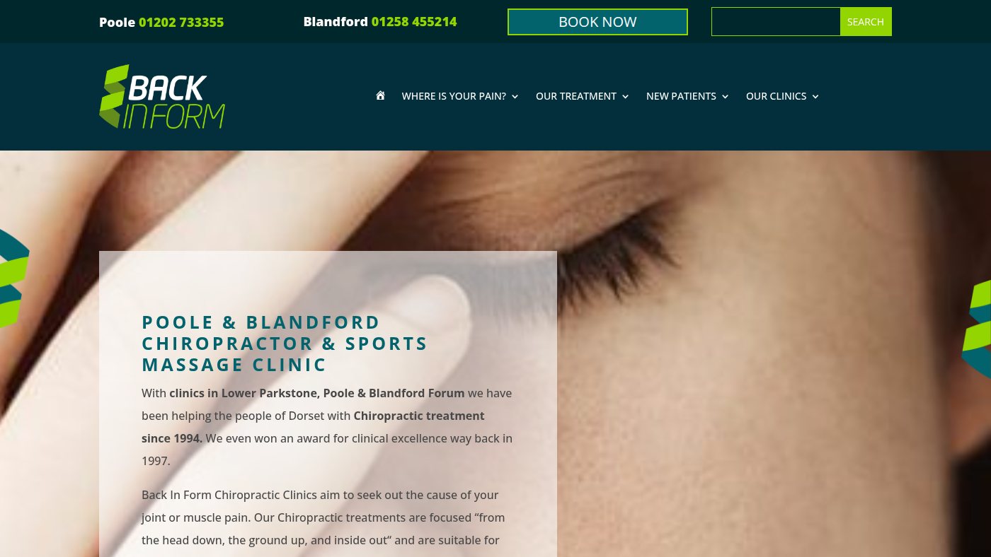 The home page of backinform.co.uk