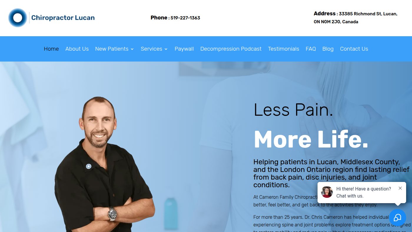 The home page of cameronchiro.com