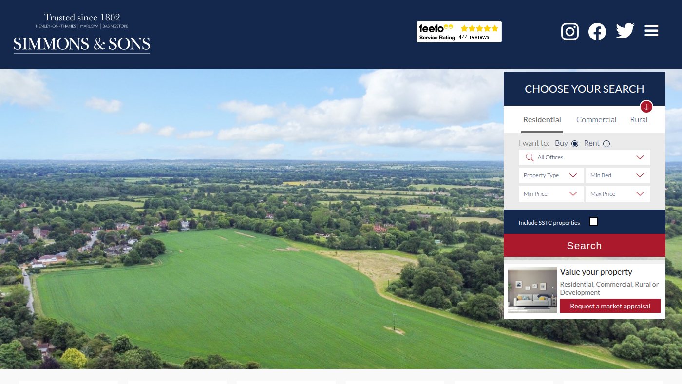 The home page of simmonsandsons.com