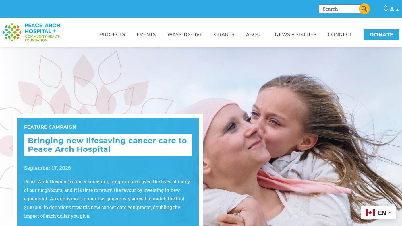 The home page of pahfoundation.ca