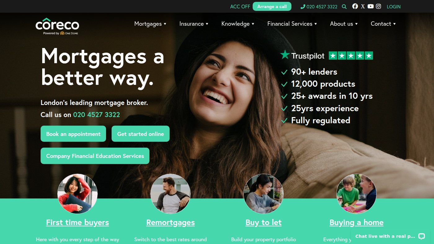 The home page of coreco.co.uk