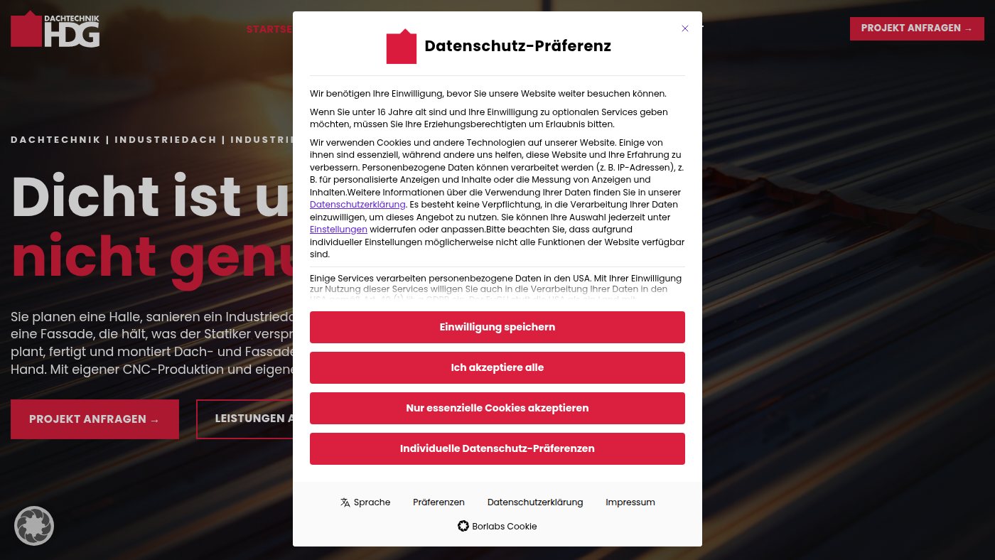 The home page of hdg-dachtechnik.de