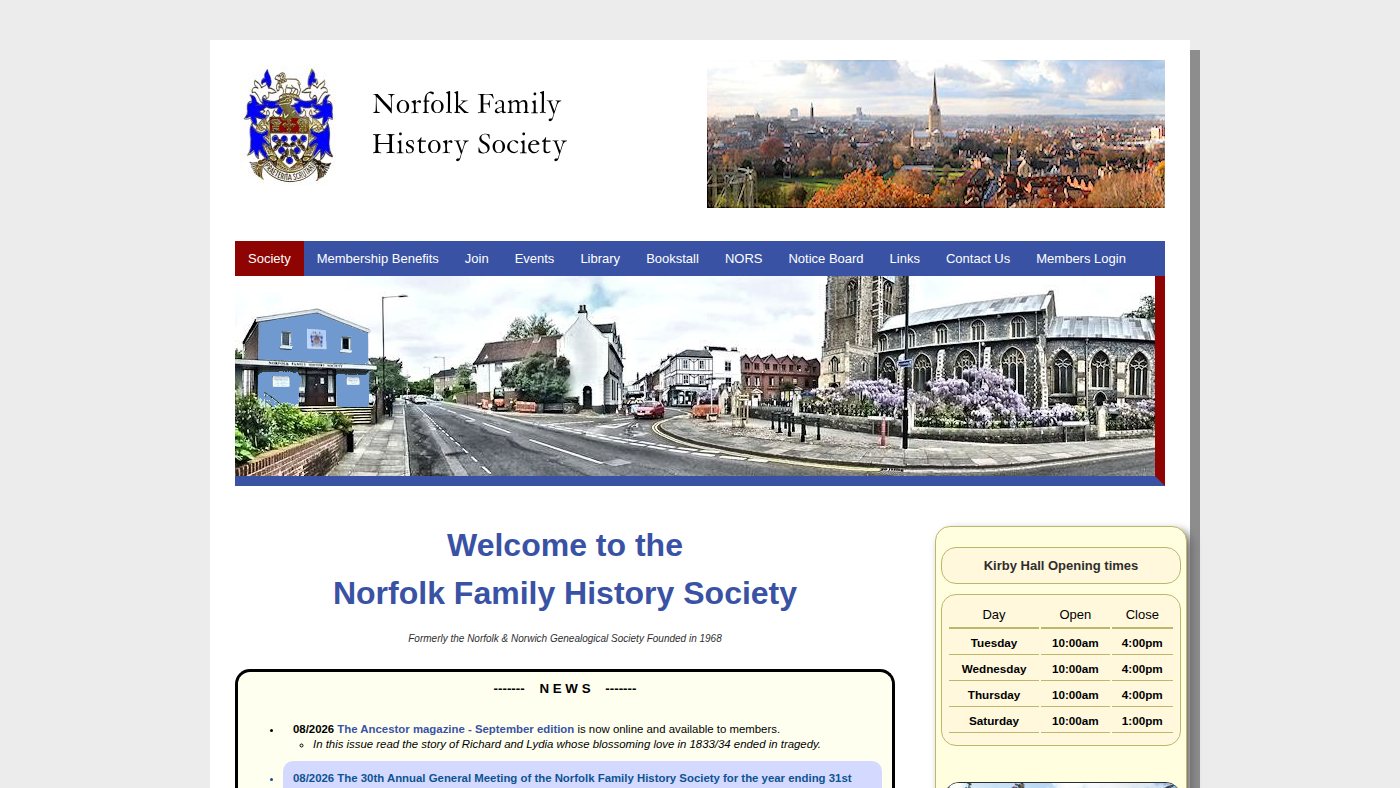 The home page of norfolkfhs.org.uk