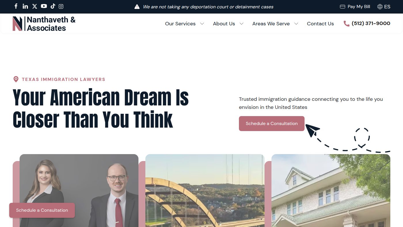 The home page of austinimmigrationattorney.com
