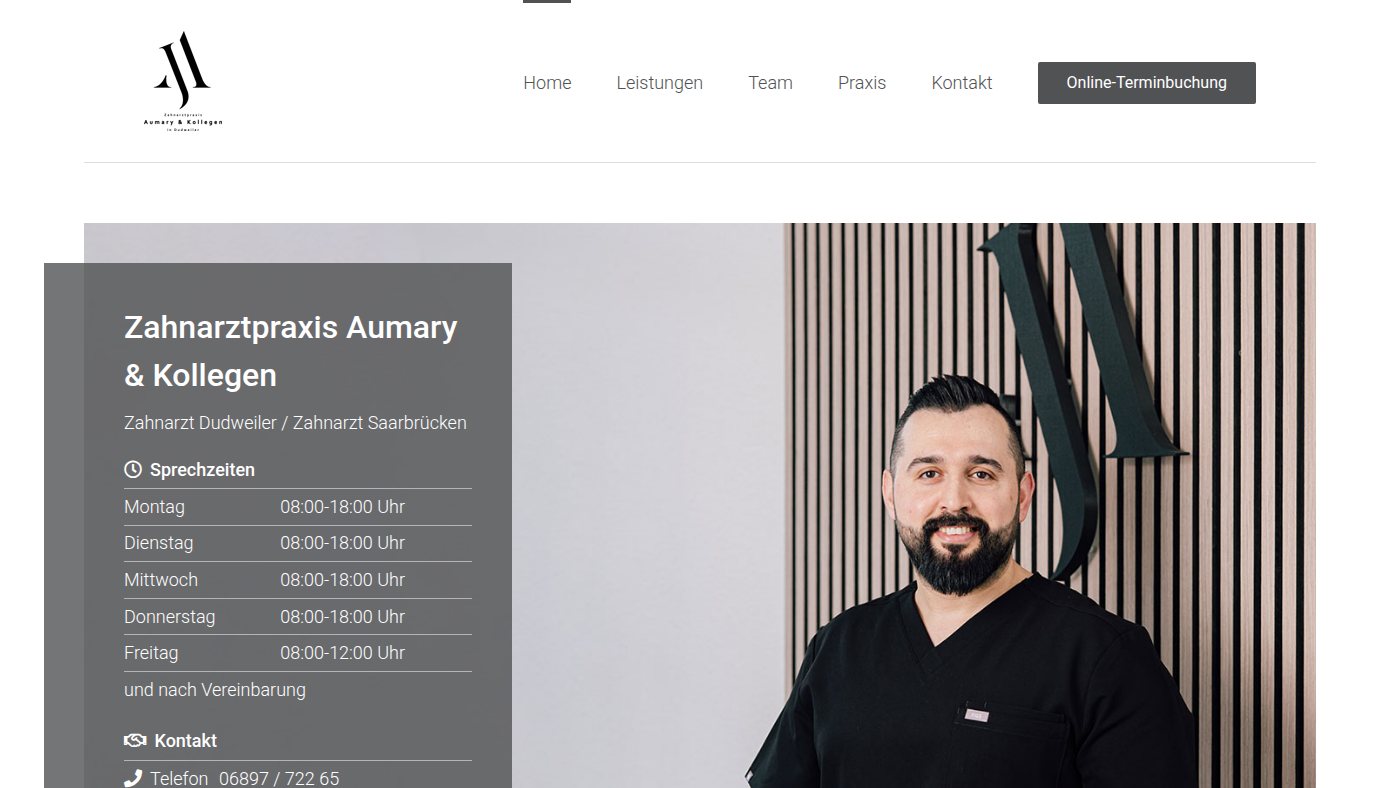The home page of zahnarztpraxis-aumary.de