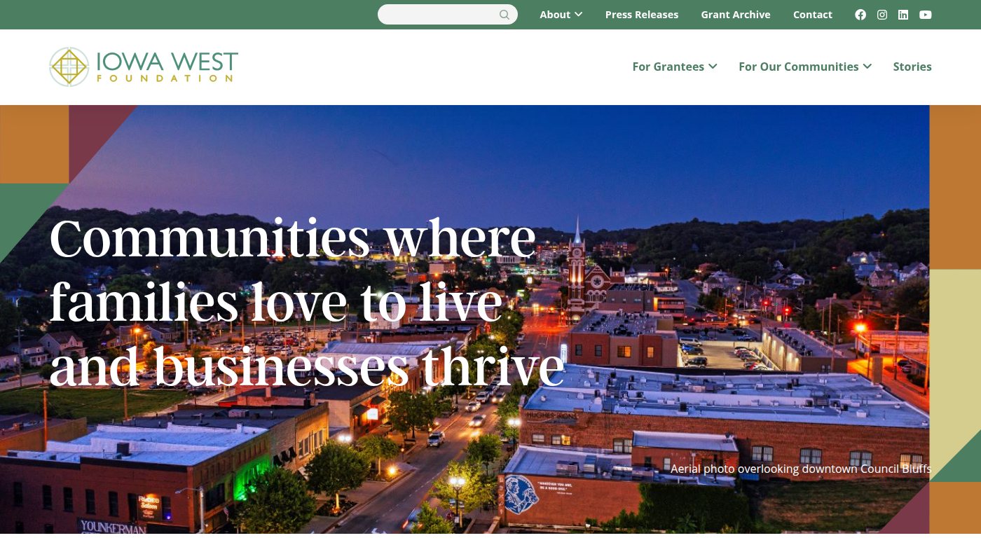 The home page of iowawestfoundation.org
