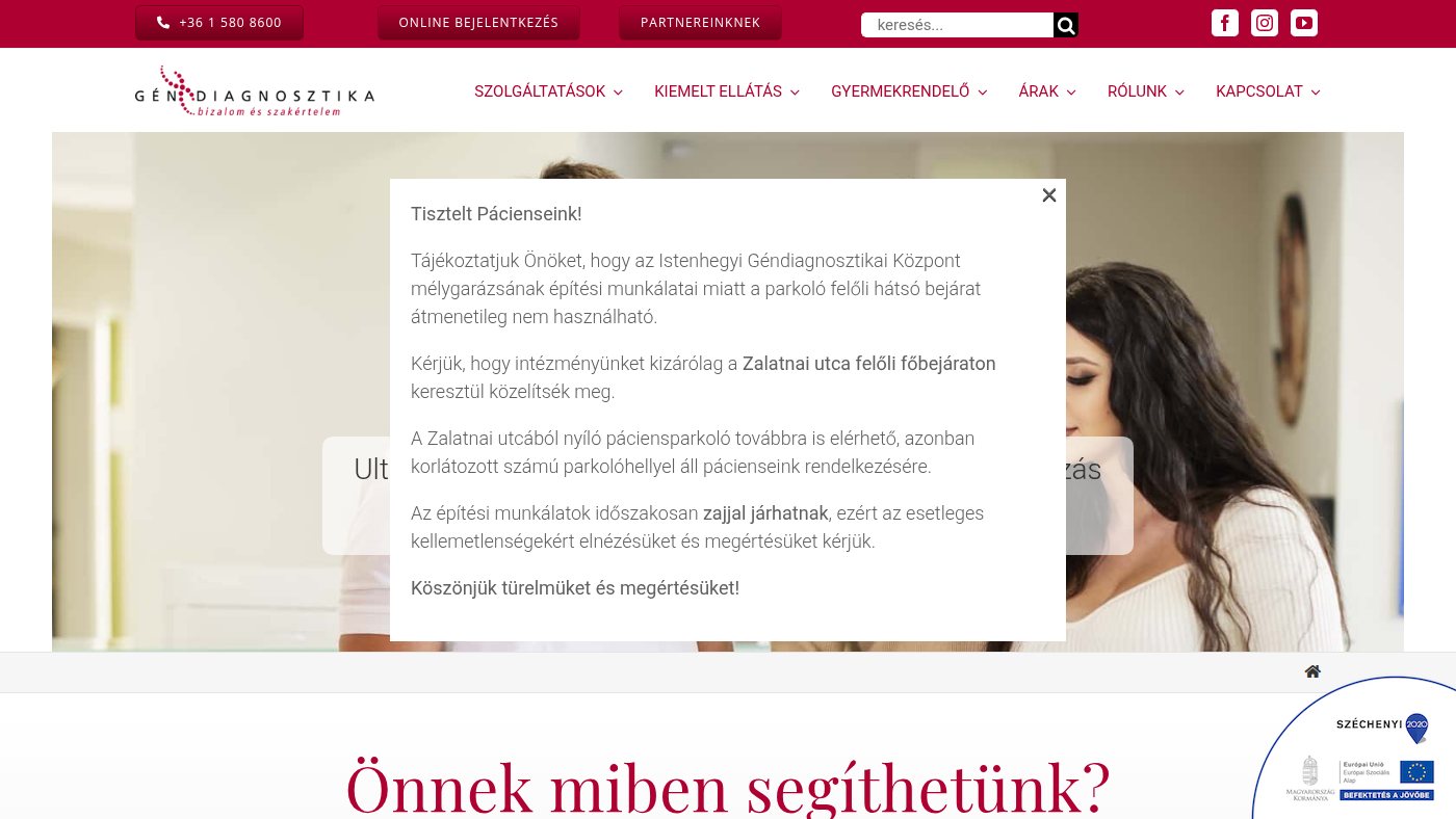 The home page of gendiagnosztika.hu