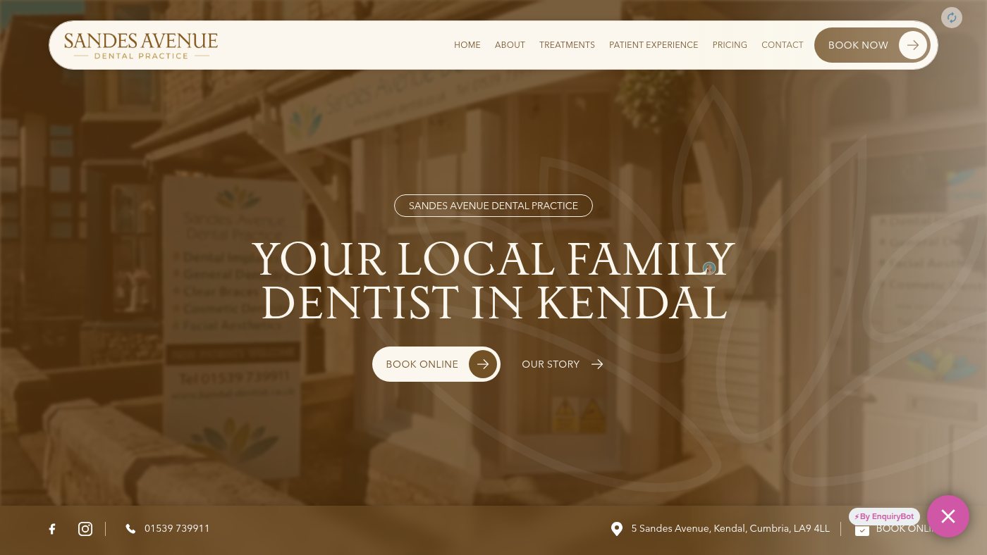 The home page of kendal-dentist.co.uk