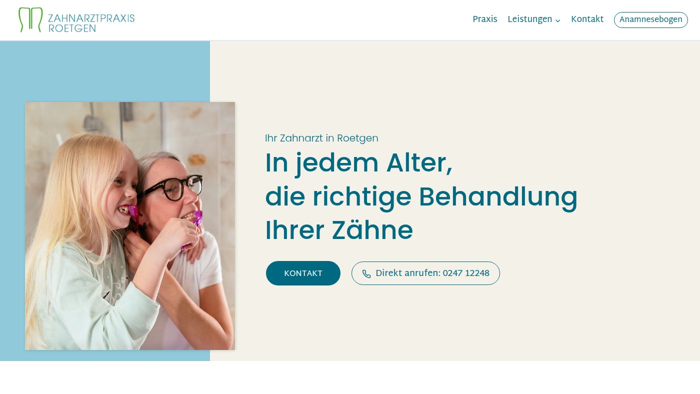 The home page of zahnarztpraxis-roetgen.de