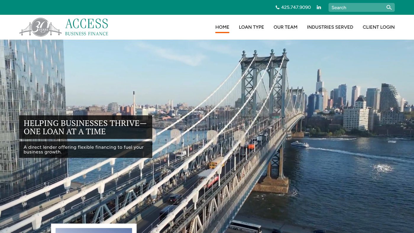 The home page of accessbusinessfinance.com