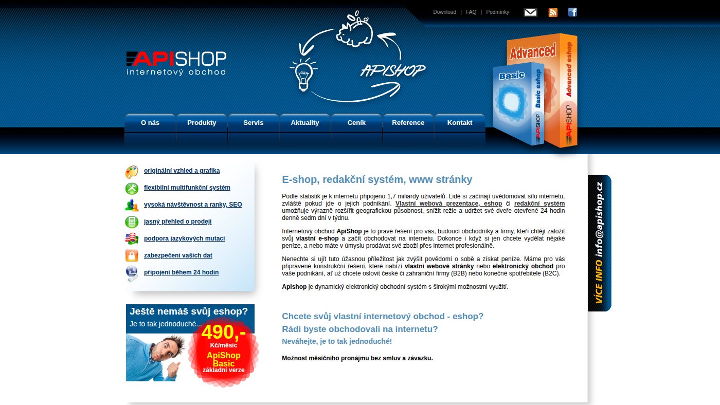 The home page of apishop.cz